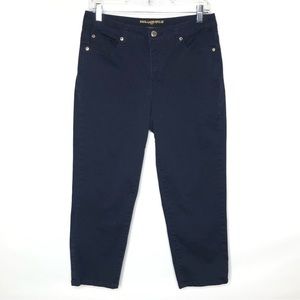 Karl Lagerfeld Navy Blue Cropped Chino Pants Size 10 5-pocket Slight Stretch